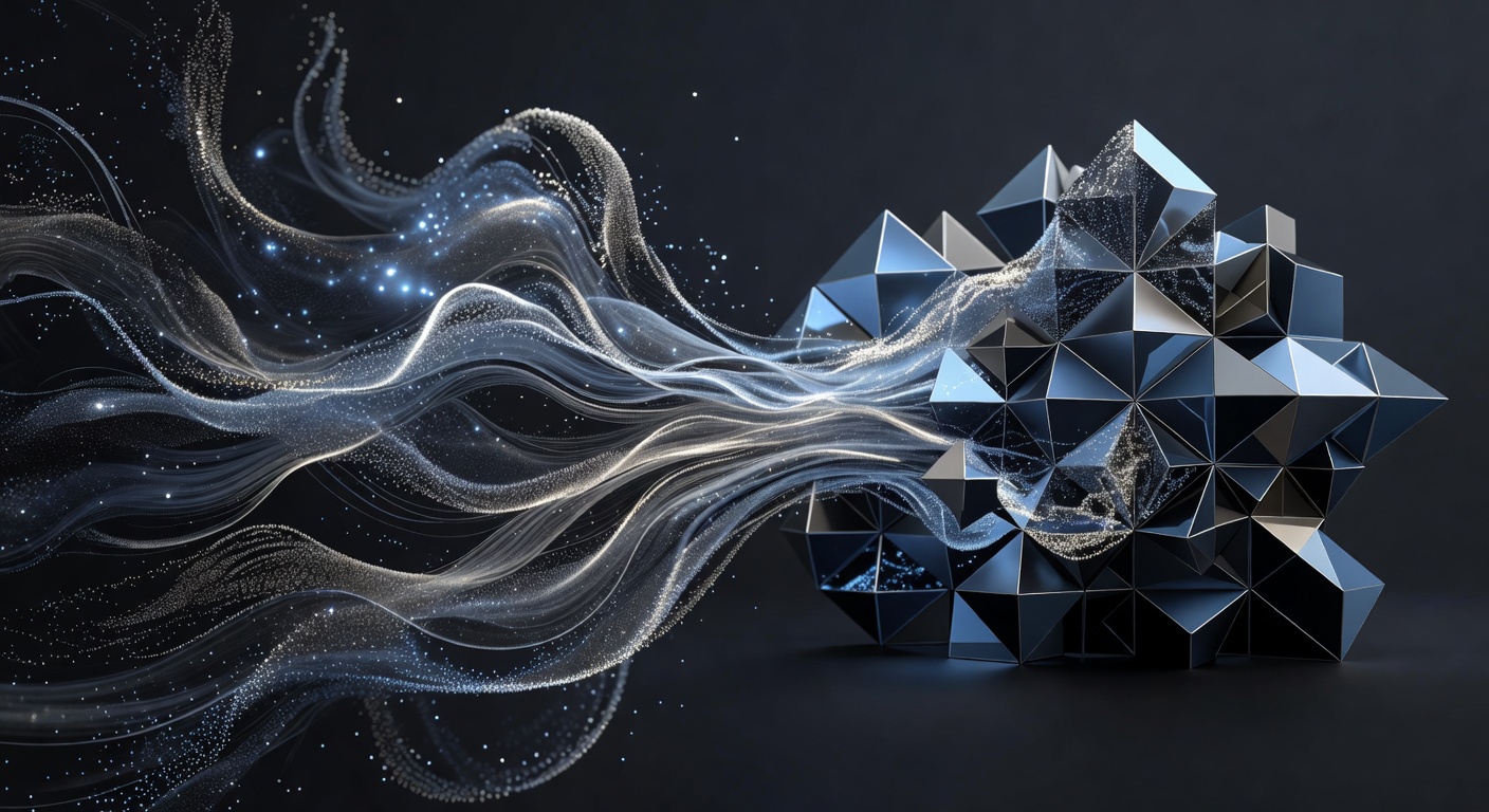 Abstract visualization of data insights transforming into impact